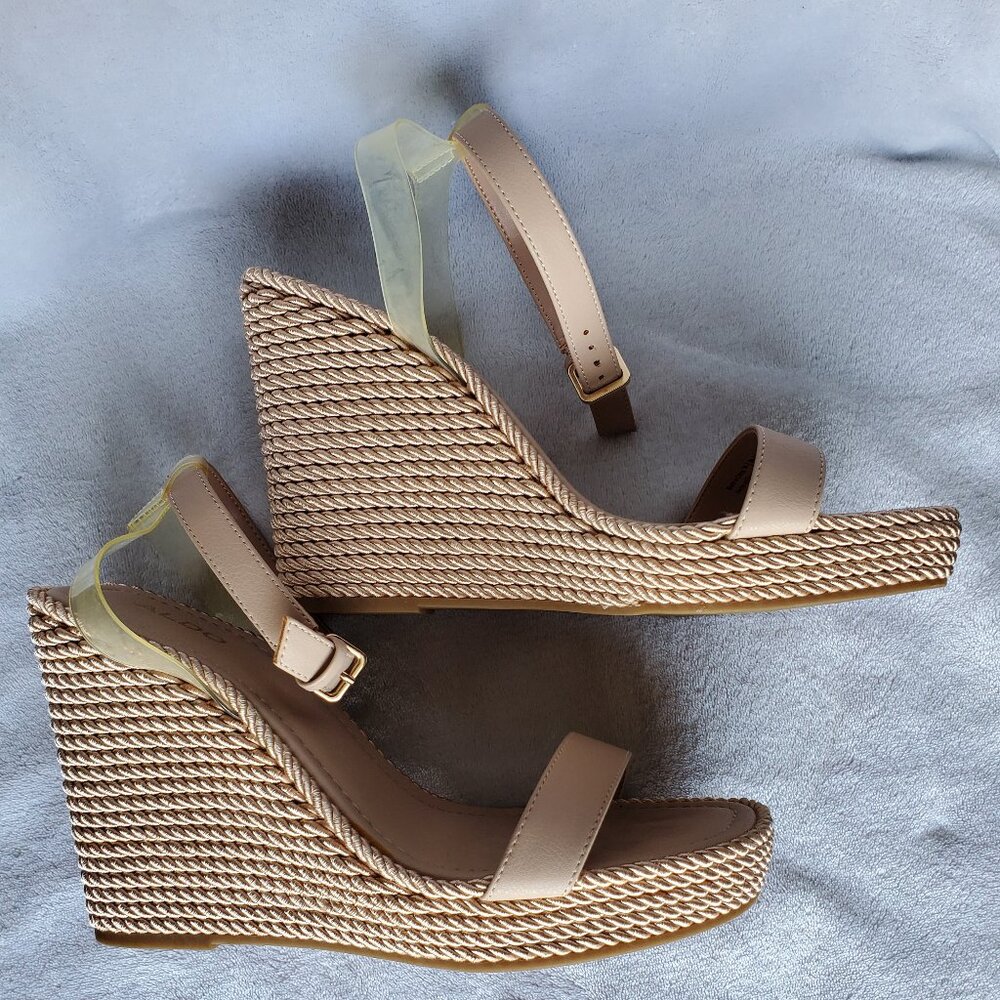 ALDO Women’s Avgustina Wedges Heels Sandals Size 10 Transparent Ankle Straps